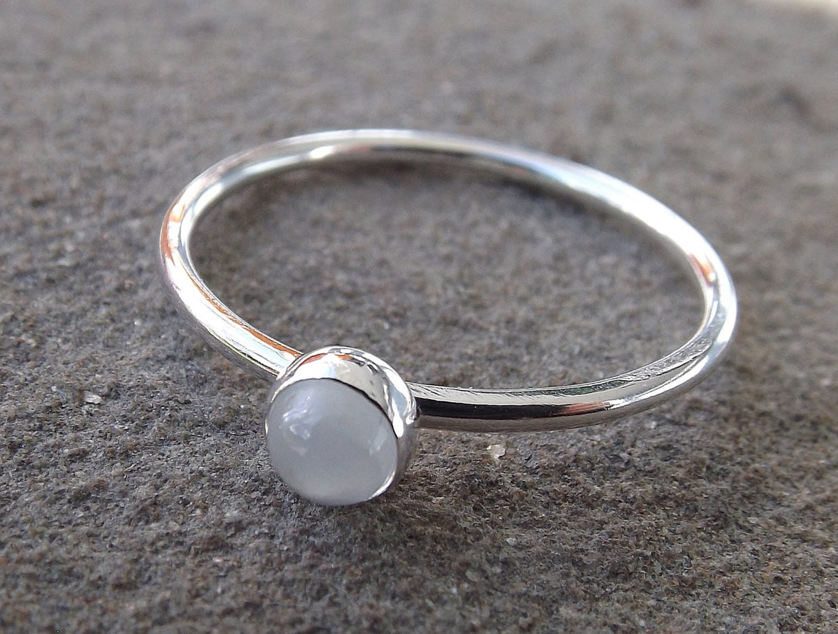 Moonstone Stacking Ring, Moonstone Ring, Engagement Ring, June Birthstone, White Moonstone, Gemstone Stacking Ring, White, Moonstone, Gift