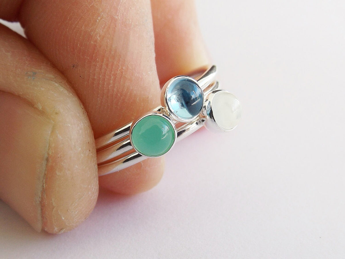 Chrysoprase Stacking Ring, Chrysoprase Ring, Natural Gem Ring, May Birthstone, Chrysoprase, Gemstone Stacking Ring, Green, Chrysoprase, Gift