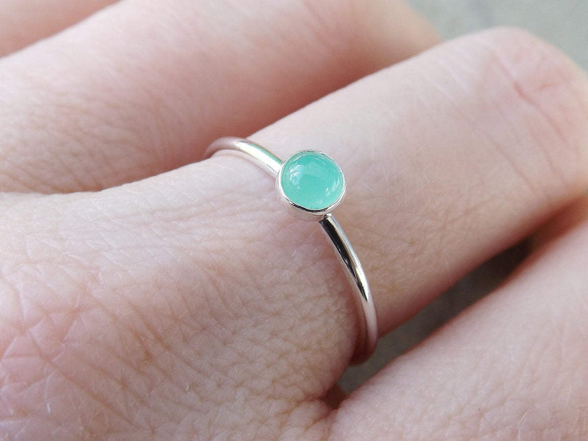 Chrysoprase Stacking Ring, Chrysoprase Ring, Natural Gem Ring, May Birthstone, Chrysoprase, Gemstone Stacking Ring, Green, Chrysoprase, Gift