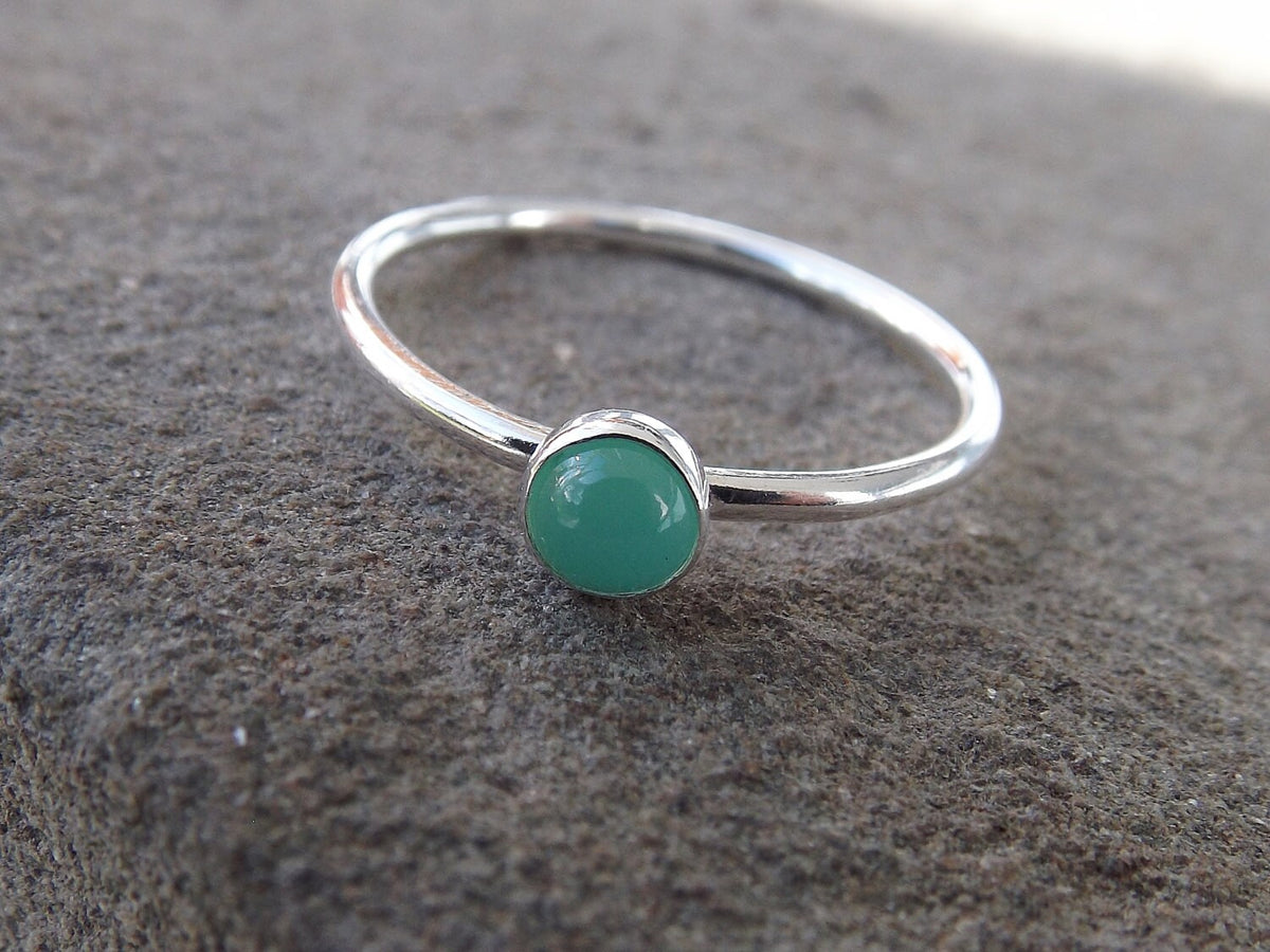 Chrysoprase Stacking Ring, Chrysoprase Ring, Natural Gem Ring, May Birthstone, Chrysoprase, Gemstone Stacking Ring, Green, Chrysoprase, Gift