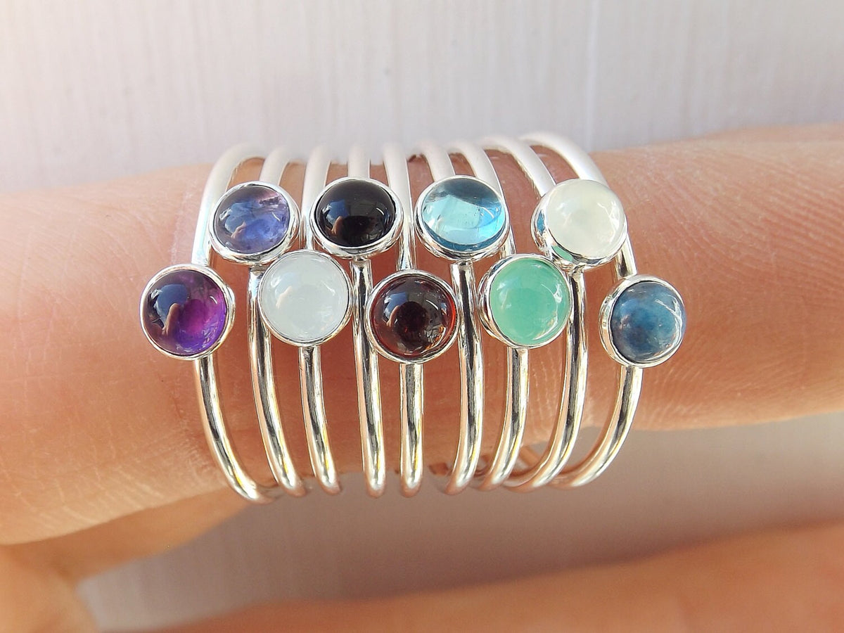 Blue Topaz Stacking Ring, Blue Topaz Ring, Engagement Ring, December Birthstone, Swiss Blue Topaz, Gemstone Stacking Ring, Blue, Topaz, Gift