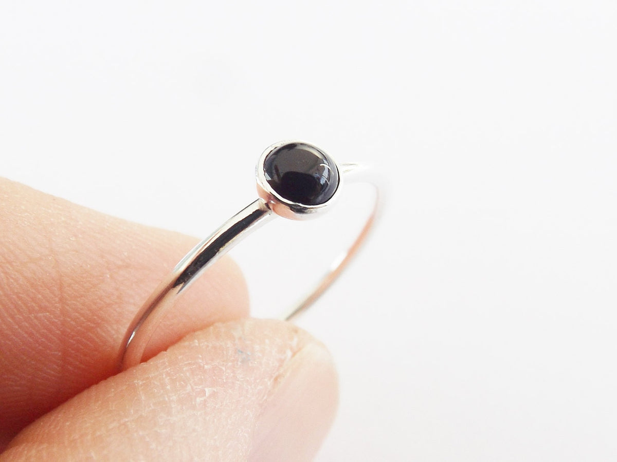SALE-Black Onyx Stacking Ring, Onyx Ring, Natural Gemstone Ring, Yin and Yang, Onyx, Gemstone Stacking Ring, Black, Onyx Stone, Simple, Gift