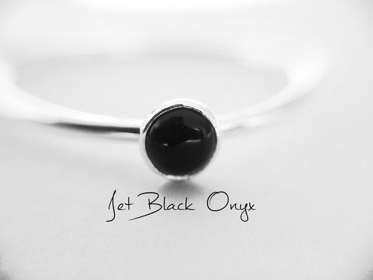 SALE-Black Onyx Stacking Ring, Onyx Ring, Natural Gemstone Ring, Yin and Yang, Onyx, Gemstone Stacking Ring, Black, Onyx Stone, Simple, Gift