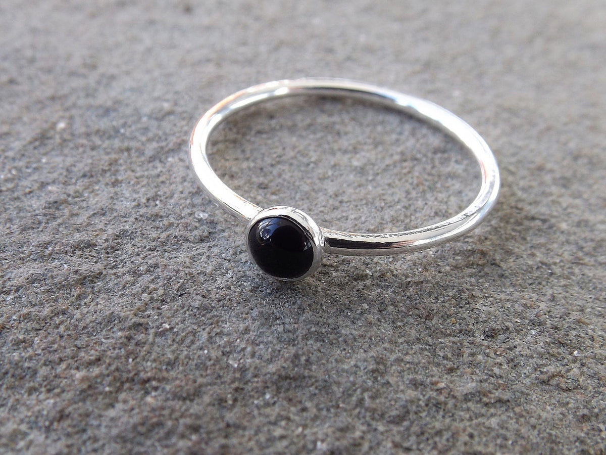 SALE-Black Onyx Stacking Ring, Onyx Ring, Natural Gemstone Ring, Yin and Yang, Onyx, Gemstone Stacking Ring, Black, Onyx Stone, Simple, Gift