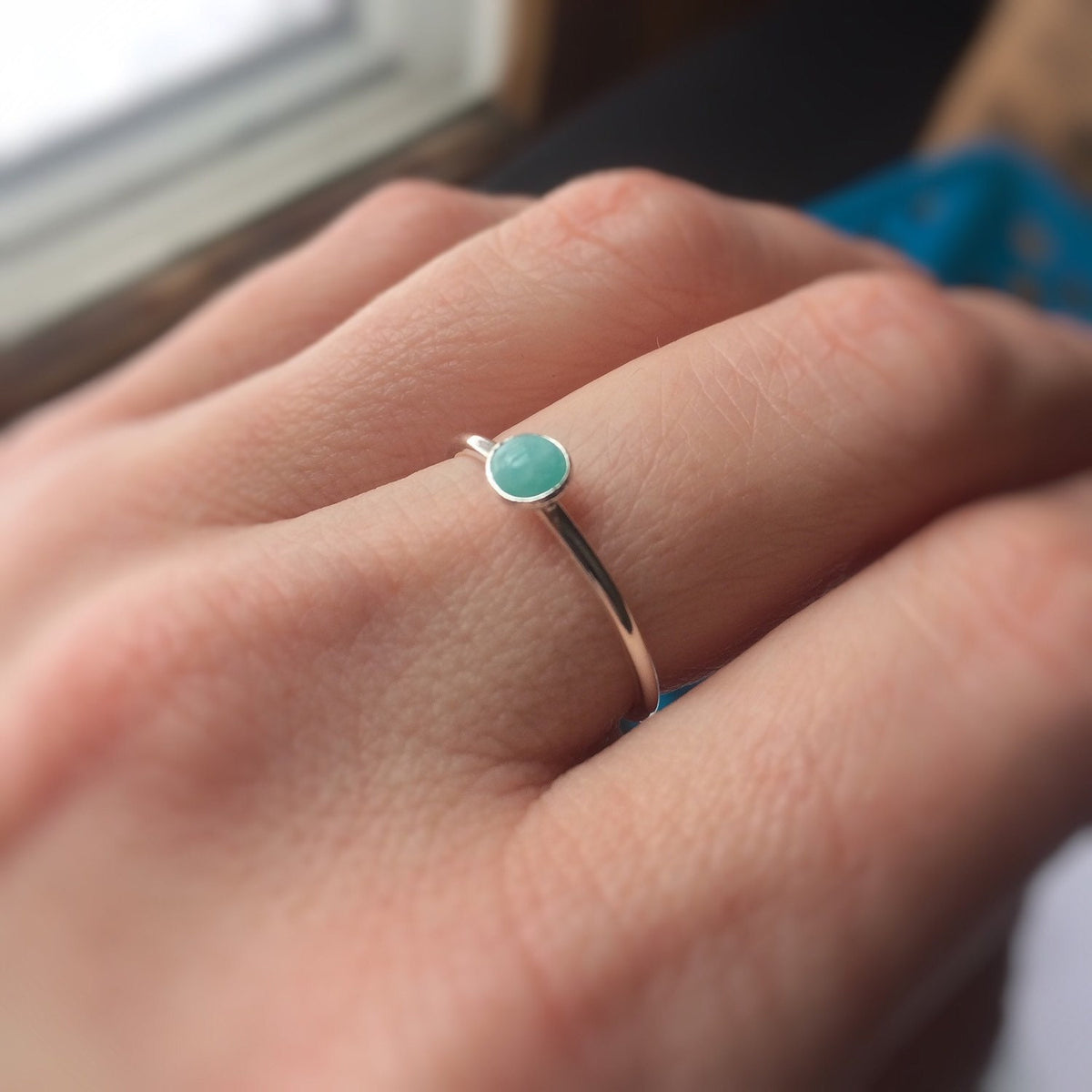 Amazonite Stacking Ring, Amazonite Ring, Natural Gemstone Ring, Amazonite, Amazonite Jewelry, Gemstone Stacking Ring, Real Gemstone, Gift