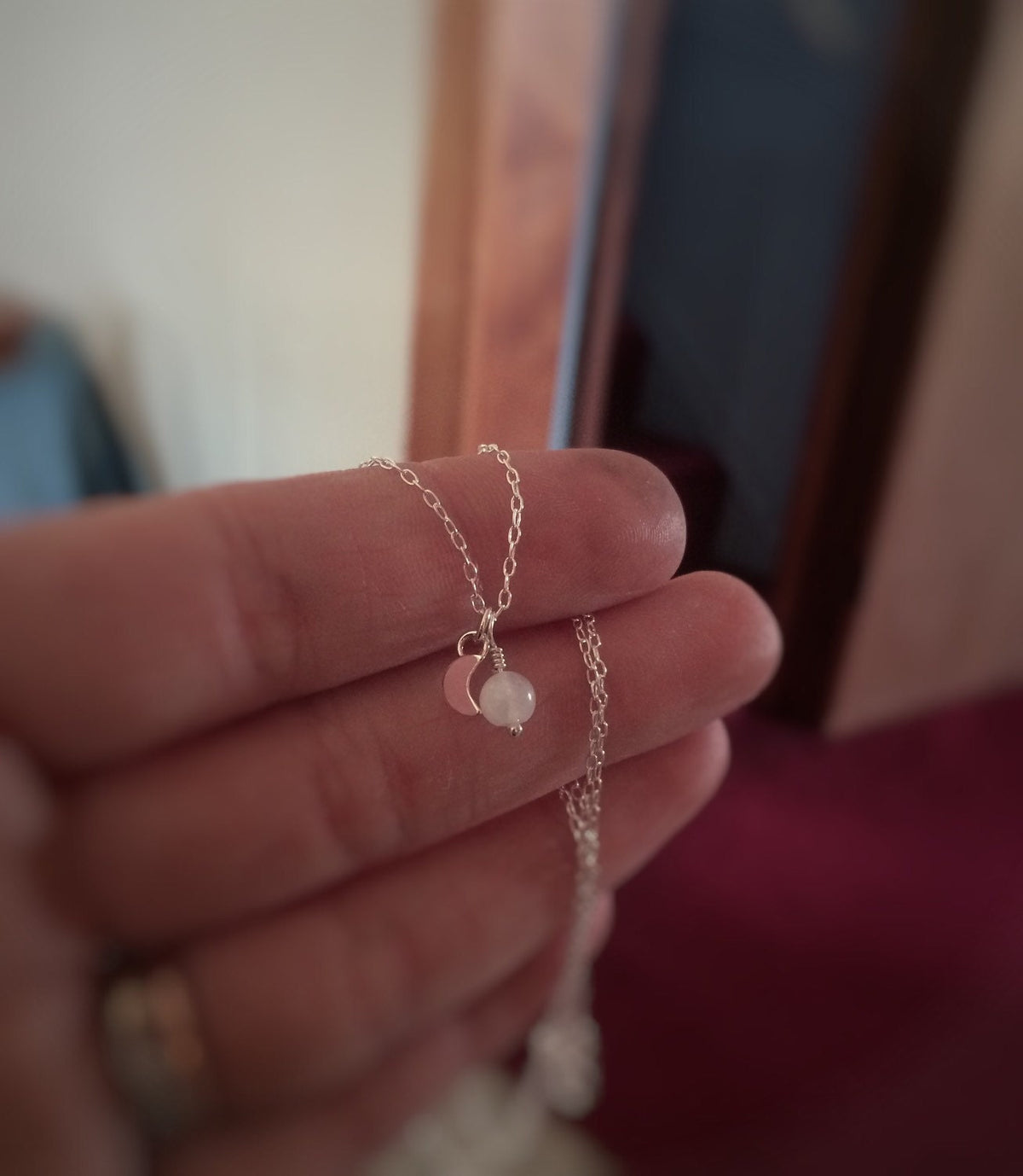 Tiny Moon Necklace, Crescent Moon Necklace, Moonstone Necklace, Dainty Moon Necklace, Gift, Bridal Shower, Baby Shower Necklace, Modern