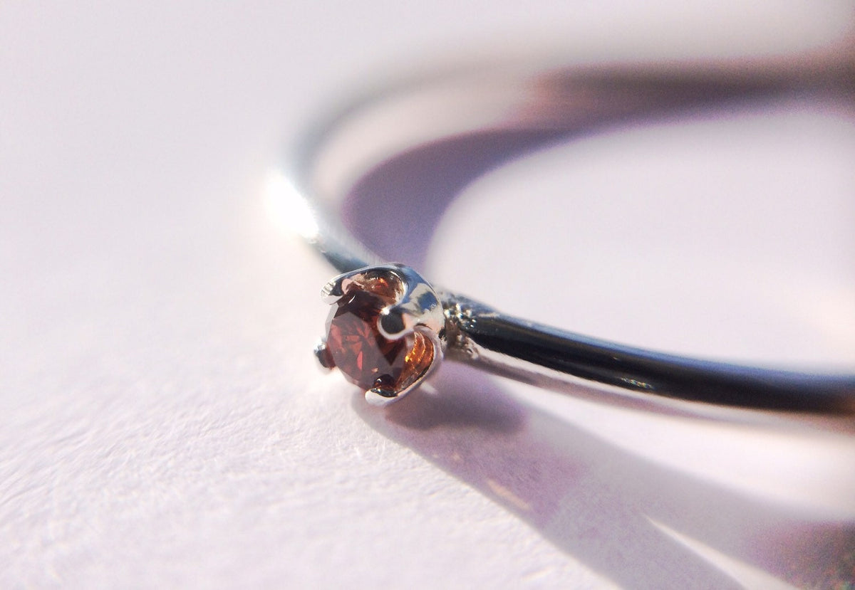 Red Diamond Ring, Genuine Diamond Ring, Red Diamond, Slim Ring, Minimalist Ring, Gift, Gemstone Ring, Tiny Diamond Ring, Diamond Ring