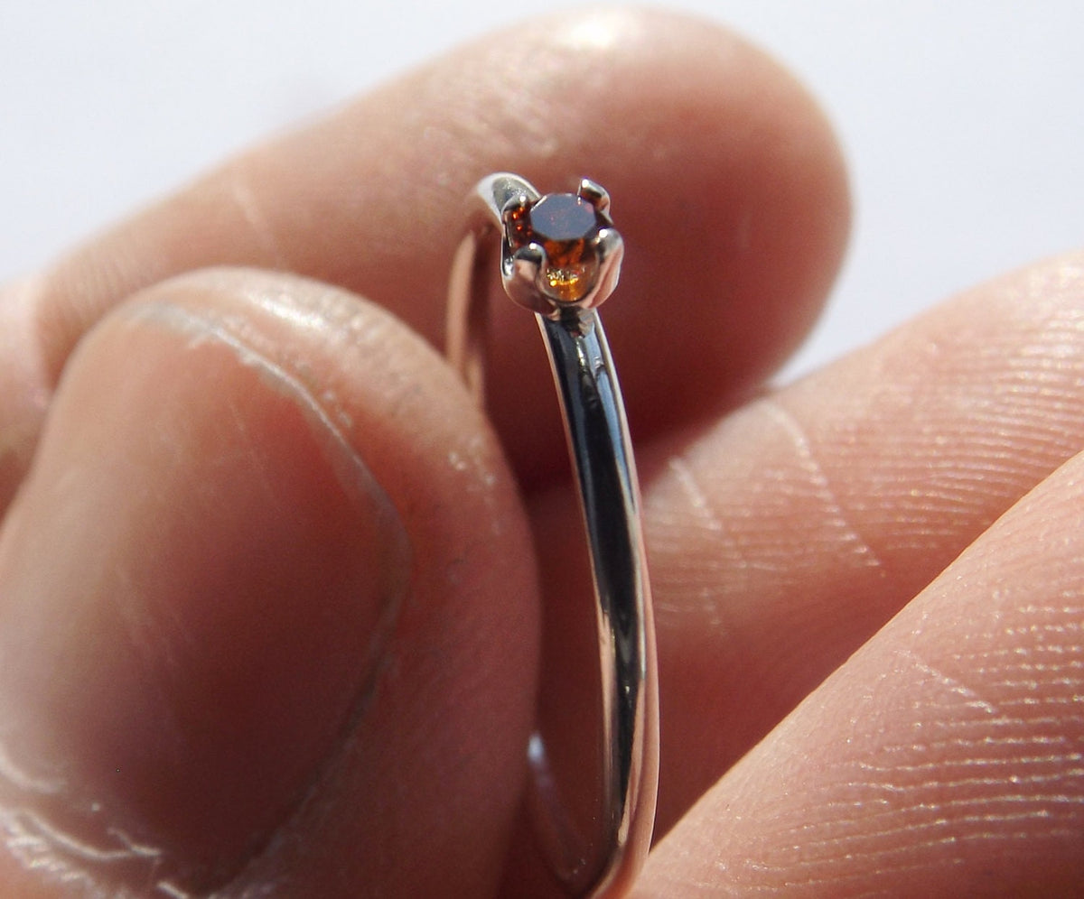 Red Diamond Ring, Genuine Diamond Ring, Red Diamond, Slim Ring, Minimalist Ring, Gift, Gemstone Ring, Tiny Diamond Ring, Diamond Ring